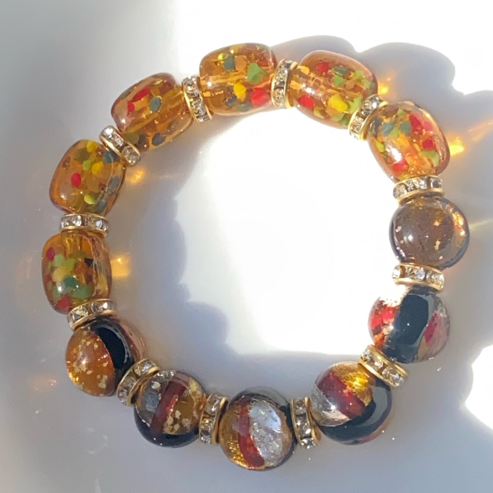 Handmade yellow glass beads bracelet